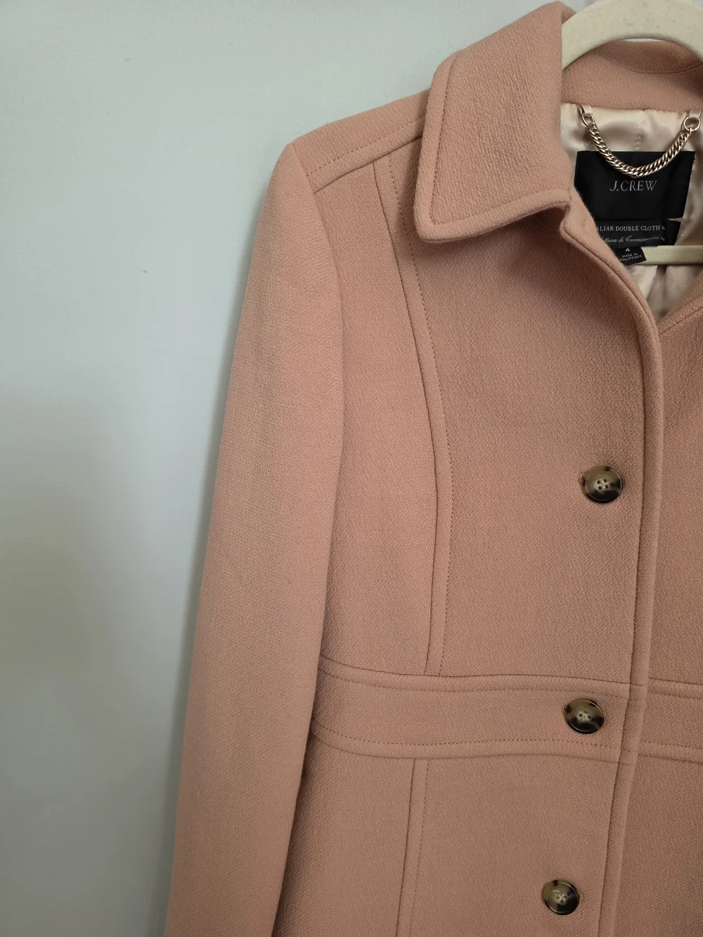J.Crew Classic lady day coat in Italian double-cloth wool with Thinsulate size 4